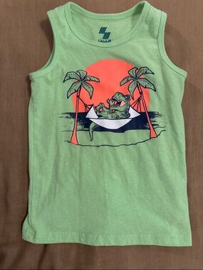 Light Green Kids Tank Top with Dino Hammock Graphic - Unbranded